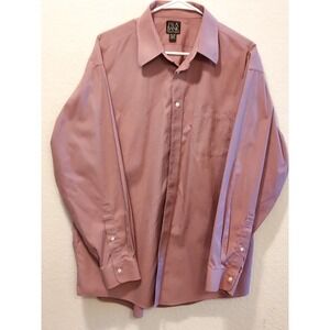 Jos A Bank Dress Shirt Mens 16.5 34 Red Check Button Up Traveler Cotton Career